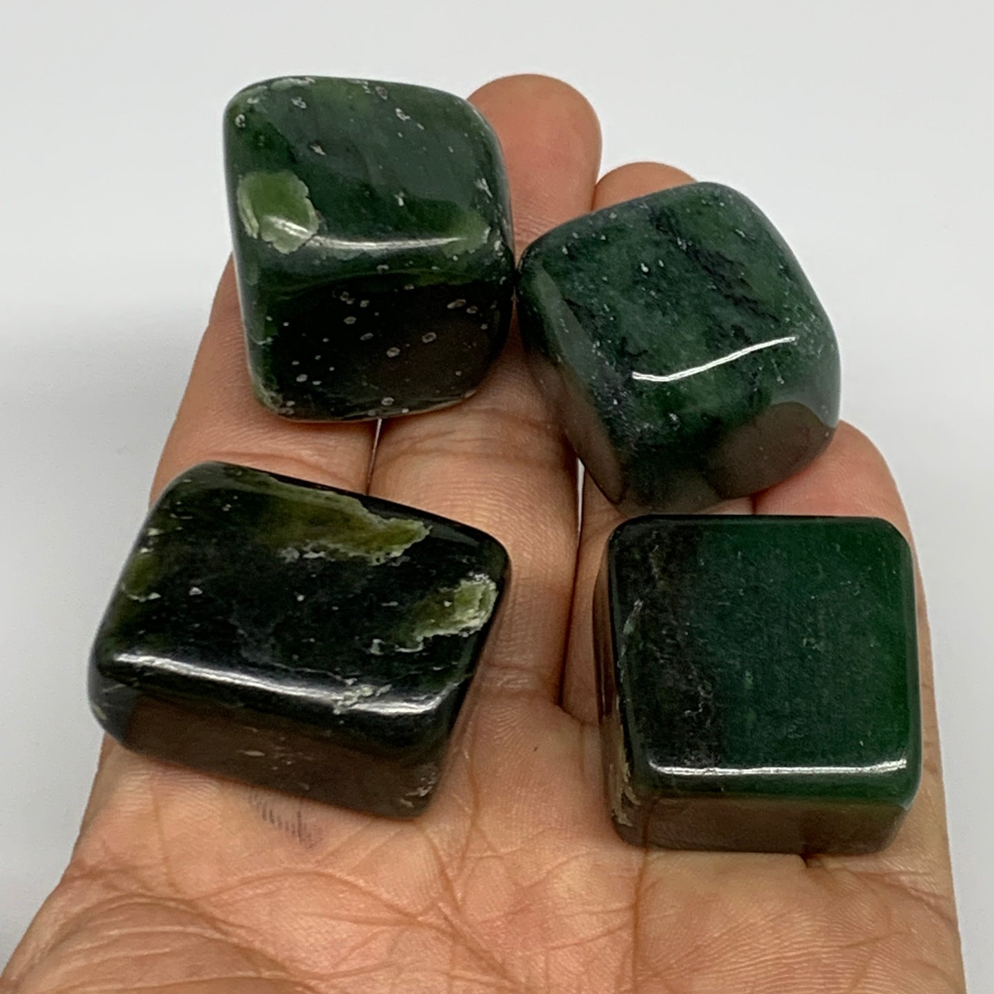 134.7g, 0.9"-1.2", 4pcs, Natural Nephrite Jade Tumbled Stone @Afghanistan,B31887