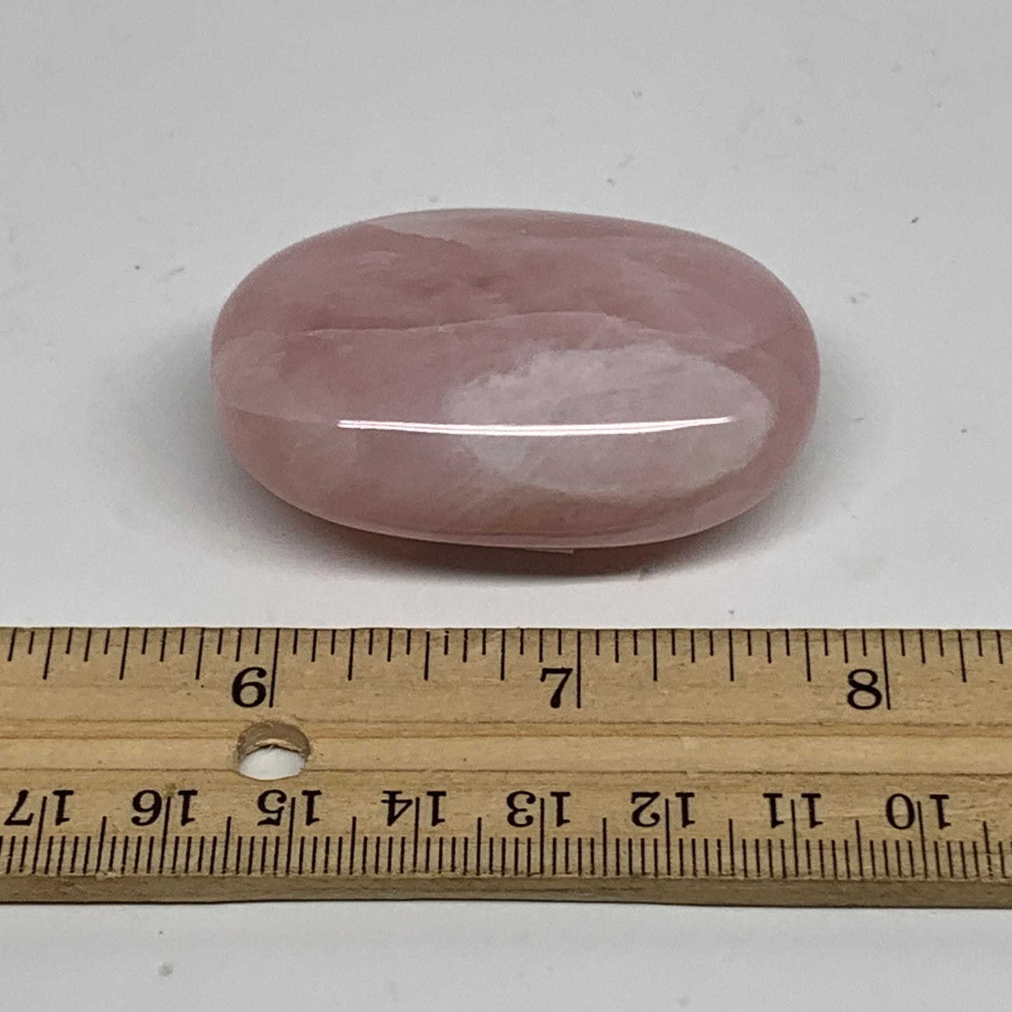 62.1g , 2.1"x1.4"x0.8", Natural Pink Rose Quartz Palm-stone Crystal, B34538