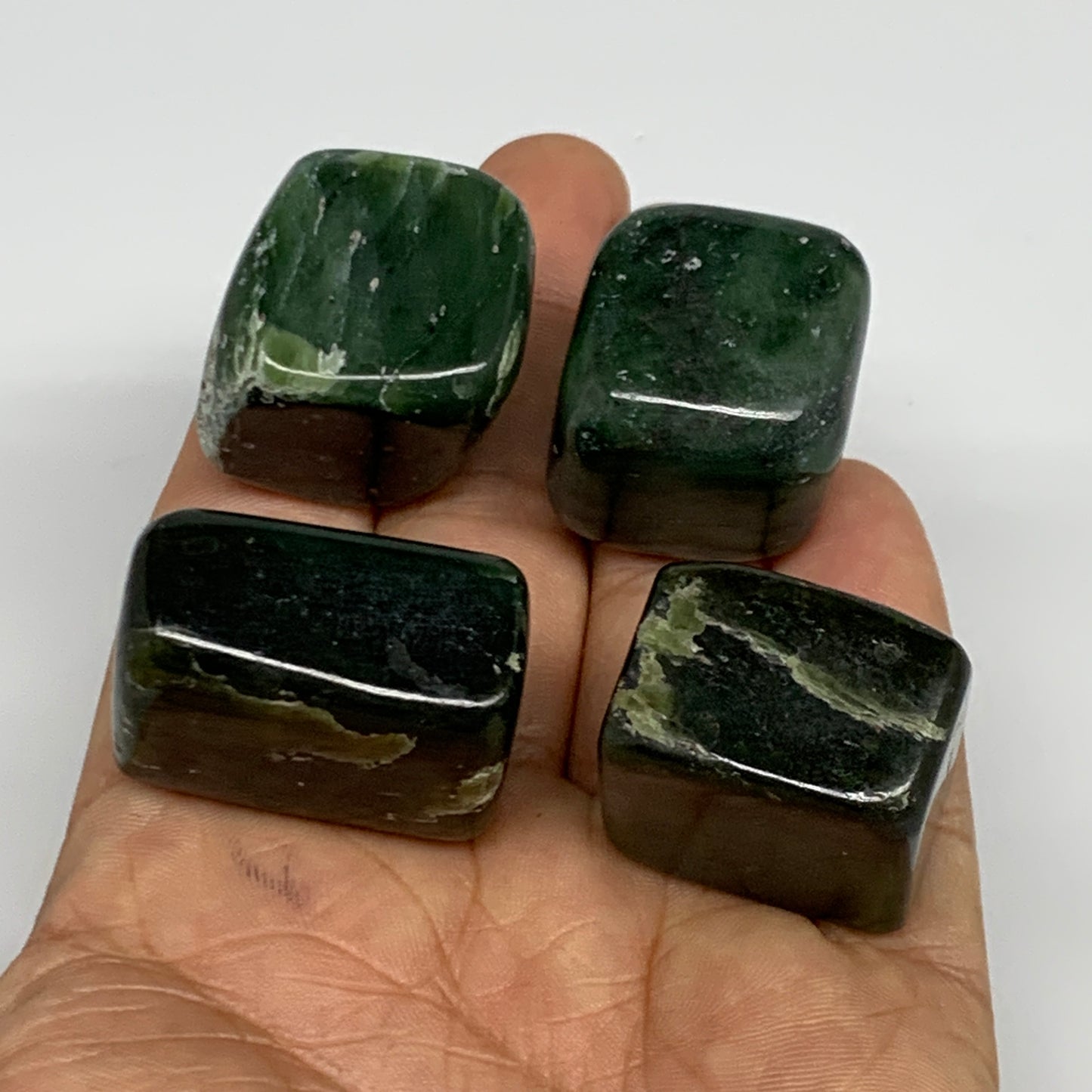 134.7g, 0.9"-1.2", 4pcs, Natural Nephrite Jade Tumbled Stone @Afghanistan,B31887