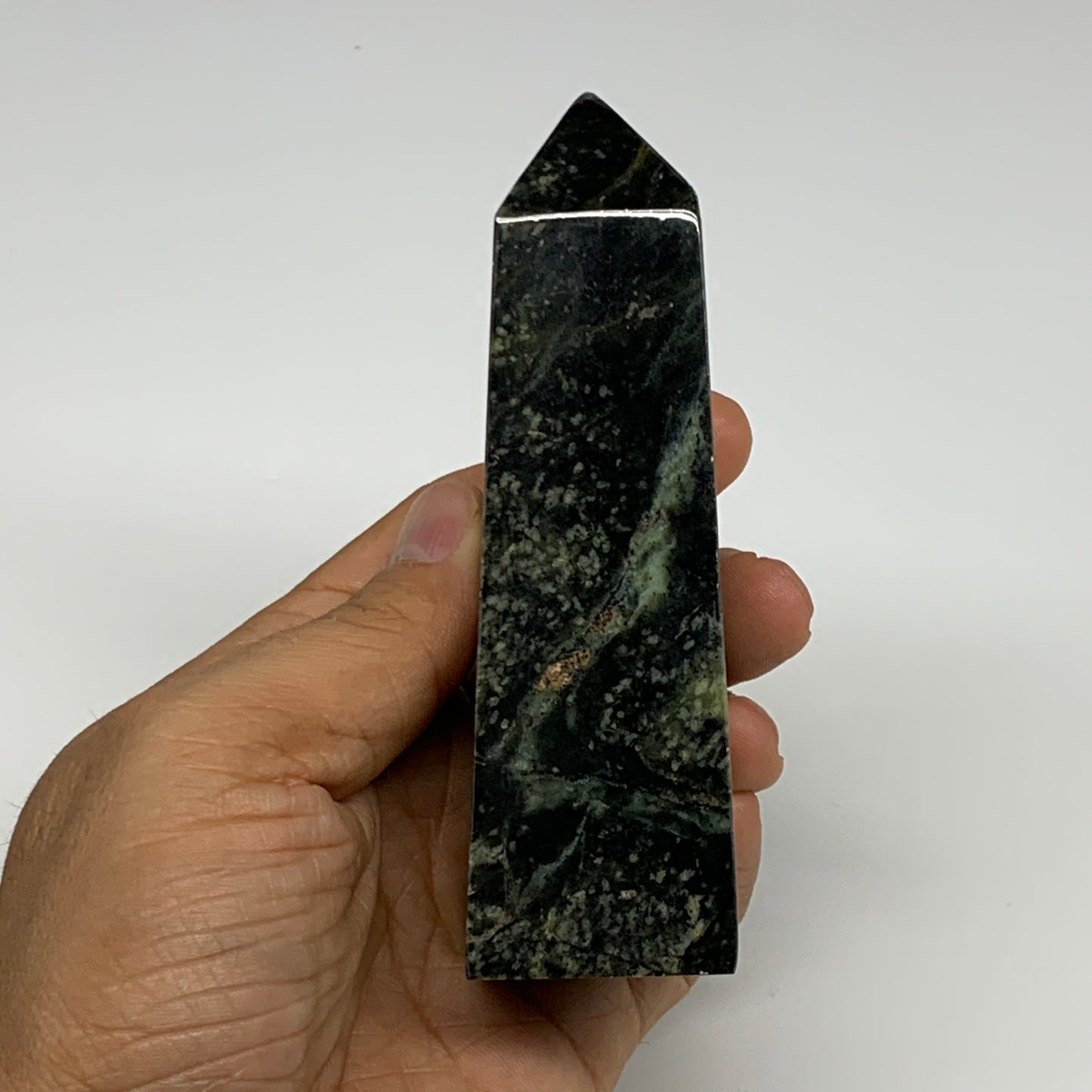 259.8g, 4.4"x1.4"x1.3", Serpentine Point Tower Obelisk Crystal @Pakistan, B29619