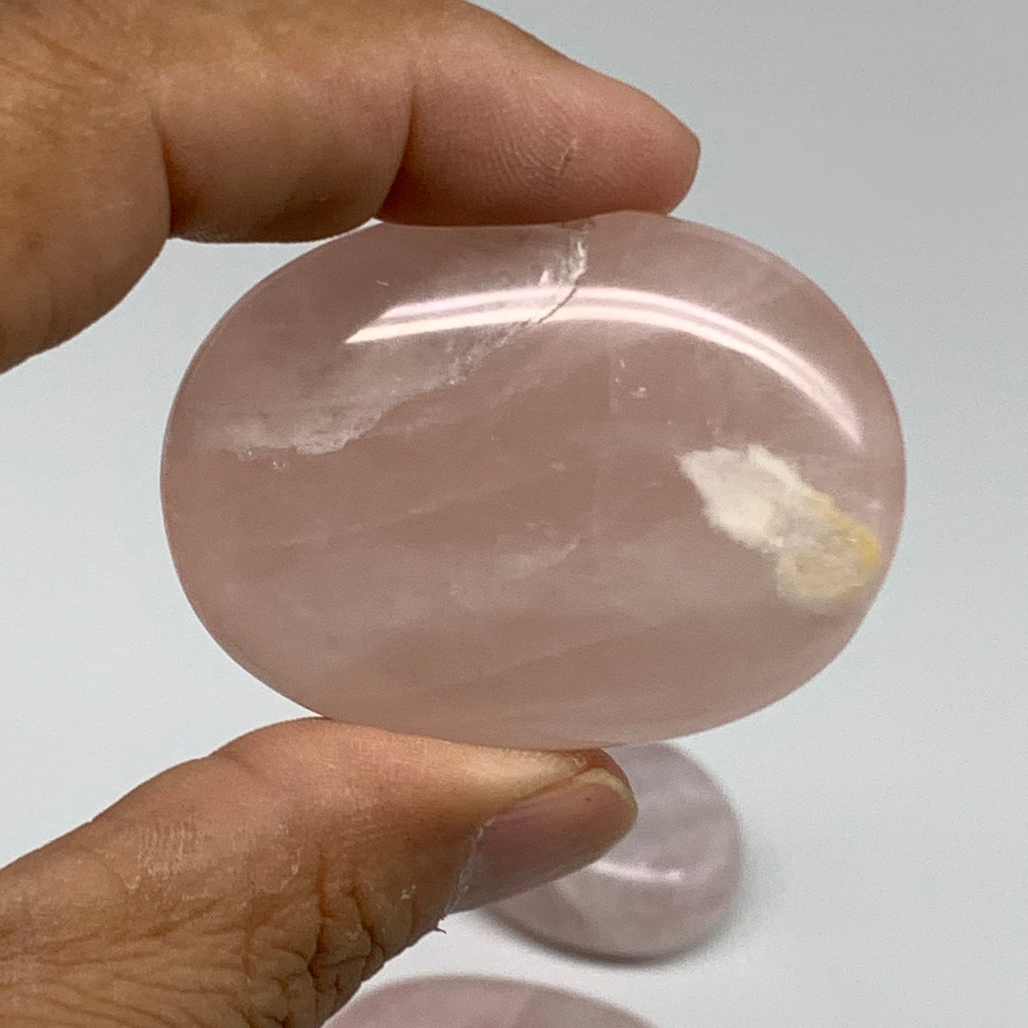 163.8g , 1.9"-2", 3pcs, Natural Pink Rose Quartz Palm-stone Small Sizes, B34540