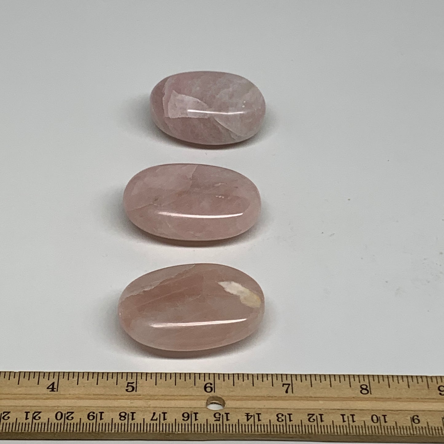 163.8g , 1.9"-2", 3pcs, Natural Pink Rose Quartz Palm-stone Small Sizes, B34540