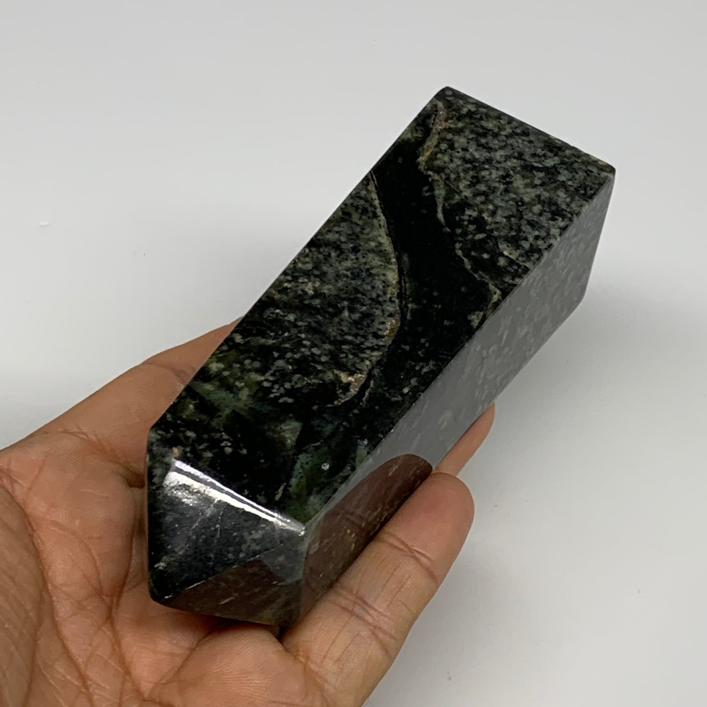 259.8g, 4.4"x1.4"x1.3", Serpentine Point Tower Obelisk Crystal @Pakistan, B29619