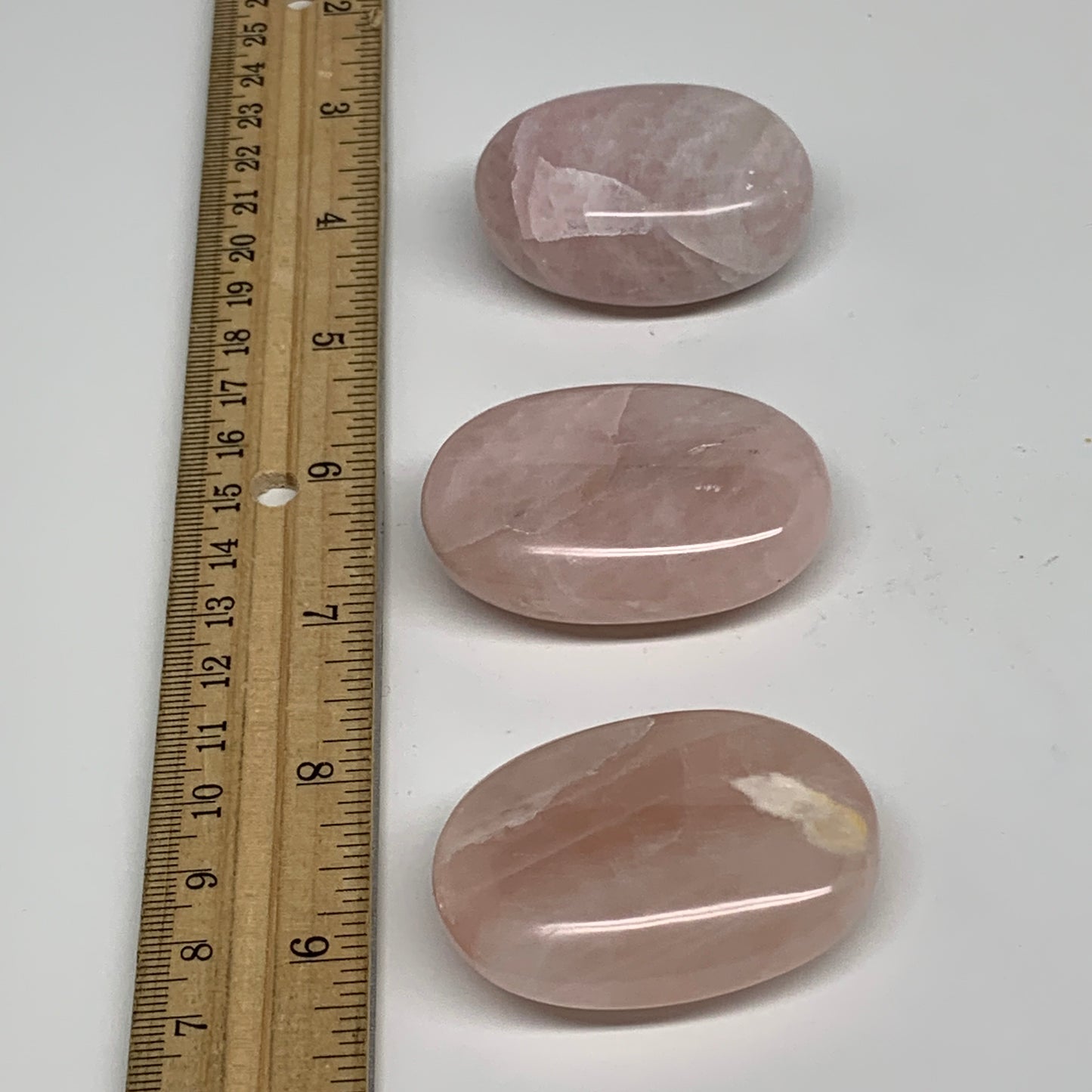 163.8g , 1.9"-2", 3pcs, Natural Pink Rose Quartz Palm-stone Small Sizes, B34540