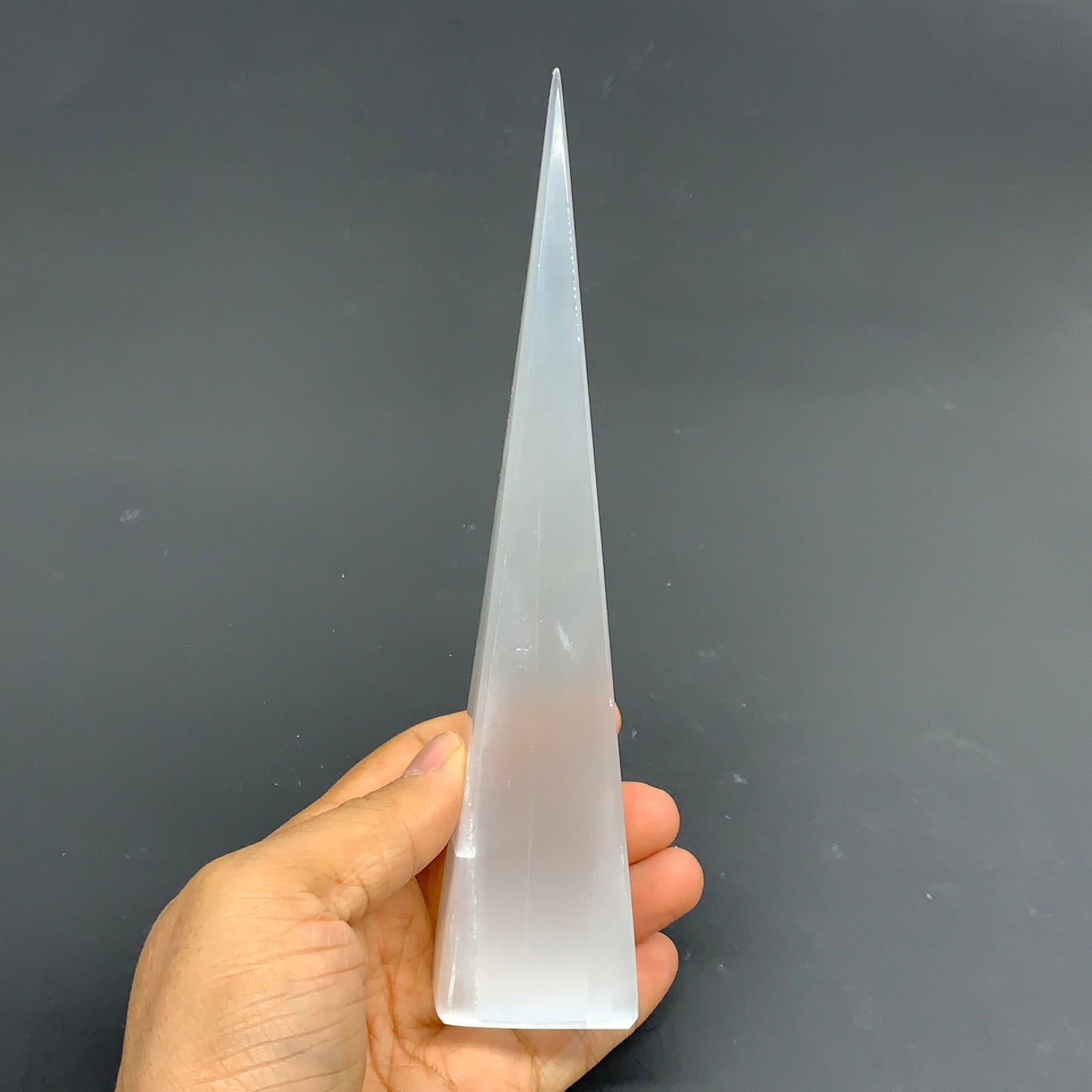 236g, 7.25"x1.5"x1.6" Selenite (Satin Spar) Crystal Crystal Tower Point,B35957