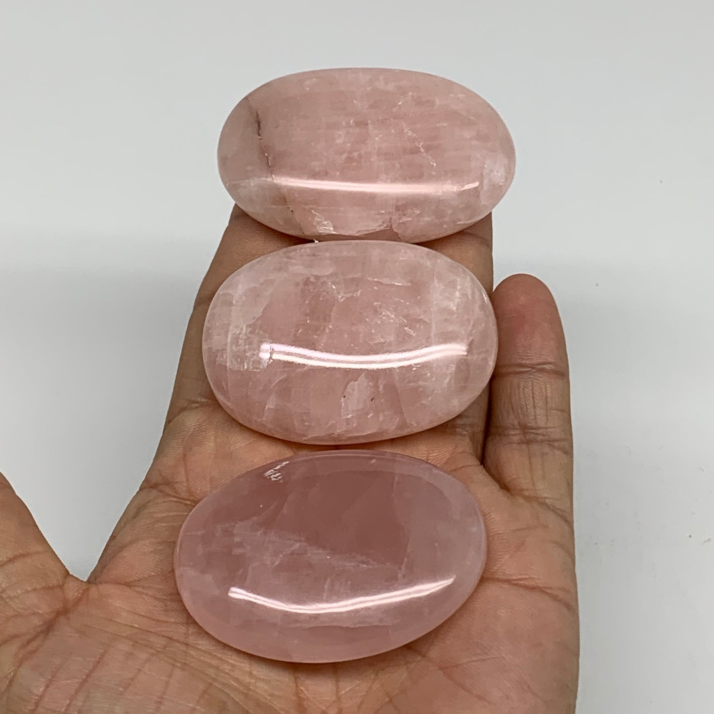 172.8g , 2"-2.2", 3pcs, Natural Pink Rose Quartz Palm-stone Small Sizes, B34541