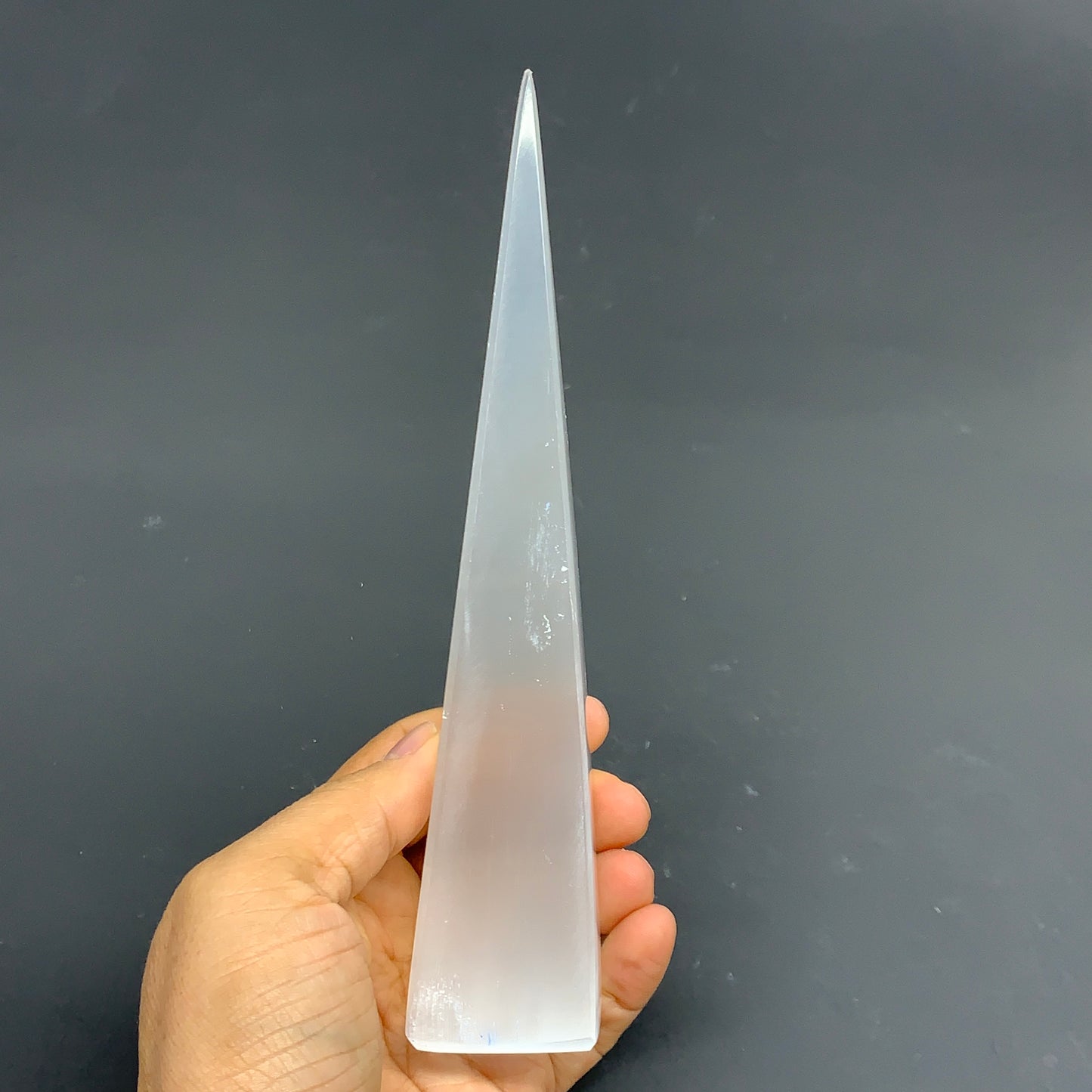 236g, 7.25"x1.5"x1.6" Selenite (Satin Spar) Crystal Crystal Tower Point,B35957