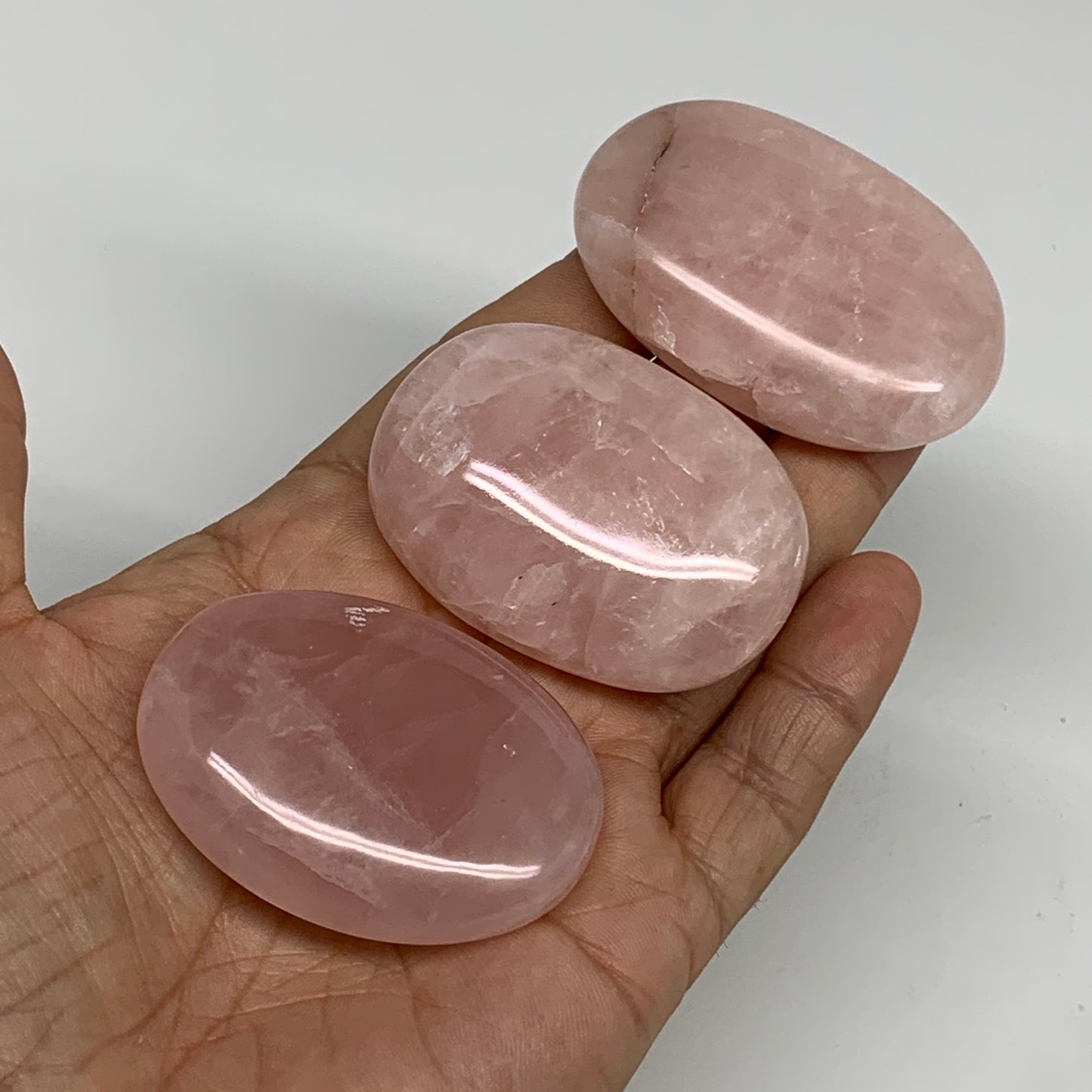 172.8g , 2"-2.2", 3pcs, Natural Pink Rose Quartz Palm-stone Small Sizes, B34541