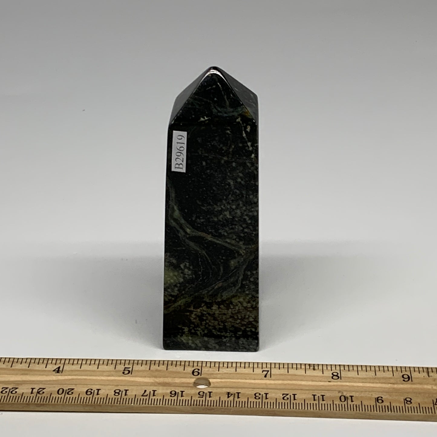 259.8g, 4.4"x1.4"x1.3", Serpentine Point Tower Obelisk Crystal @Pakistan, B29619