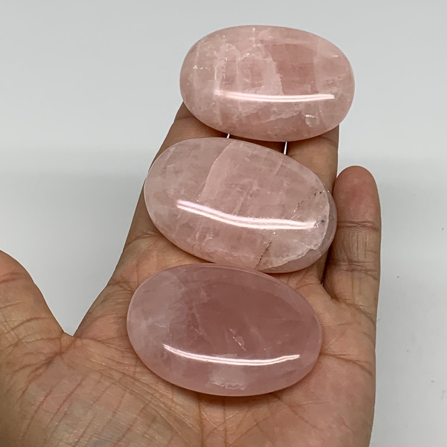 172.8g , 2"-2.2", 3pcs, Natural Pink Rose Quartz Palm-stone Small Sizes, B34541