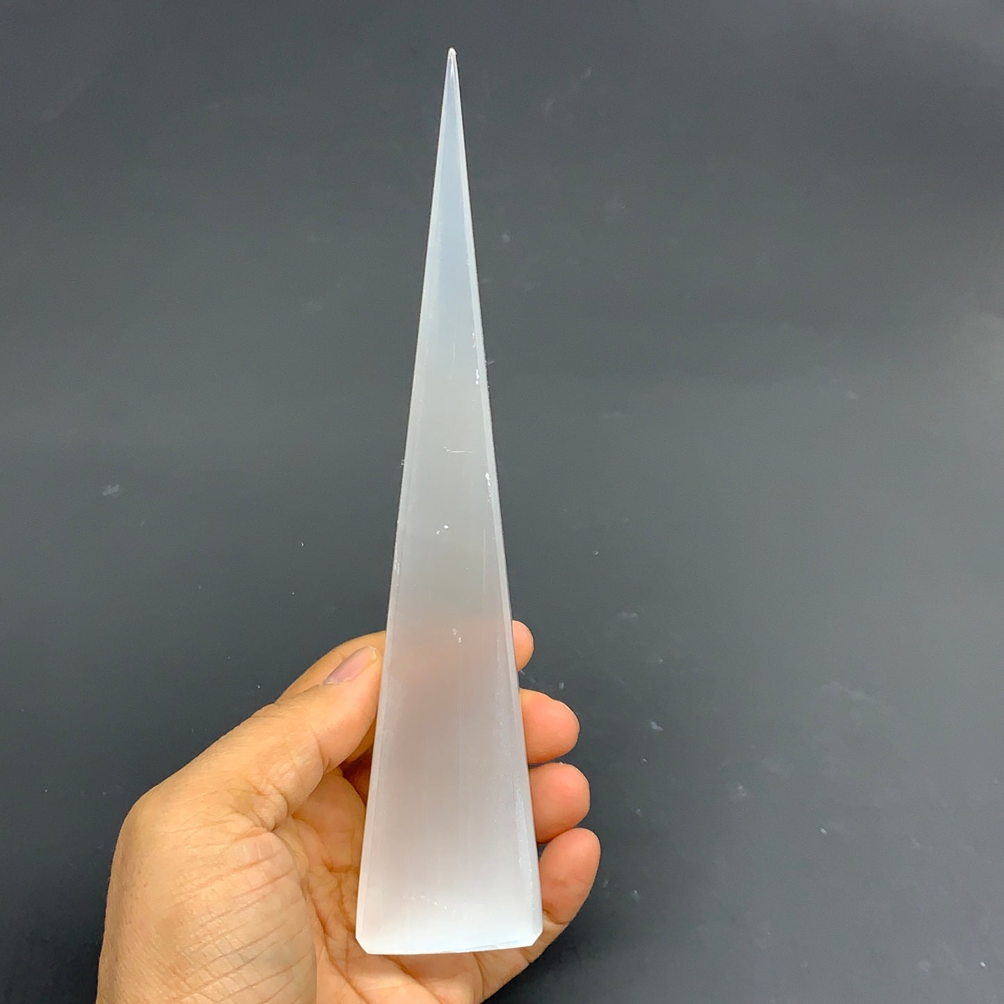 236g, 7.25"x1.5"x1.6" Selenite (Satin Spar) Crystal Crystal Tower Point,B35957