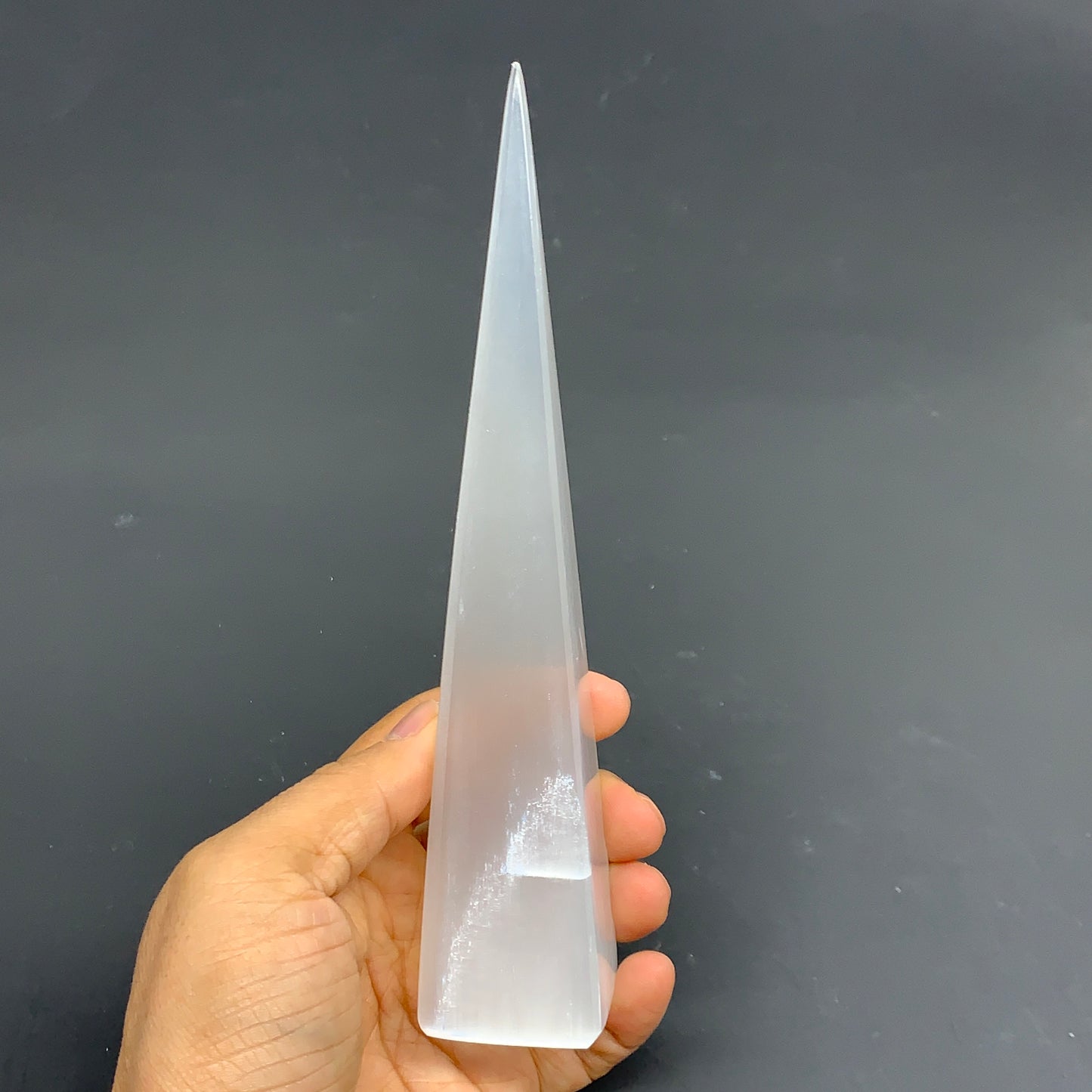 236g, 7.25"x1.5"x1.6" Selenite (Satin Spar) Crystal Crystal Tower Point,B35957