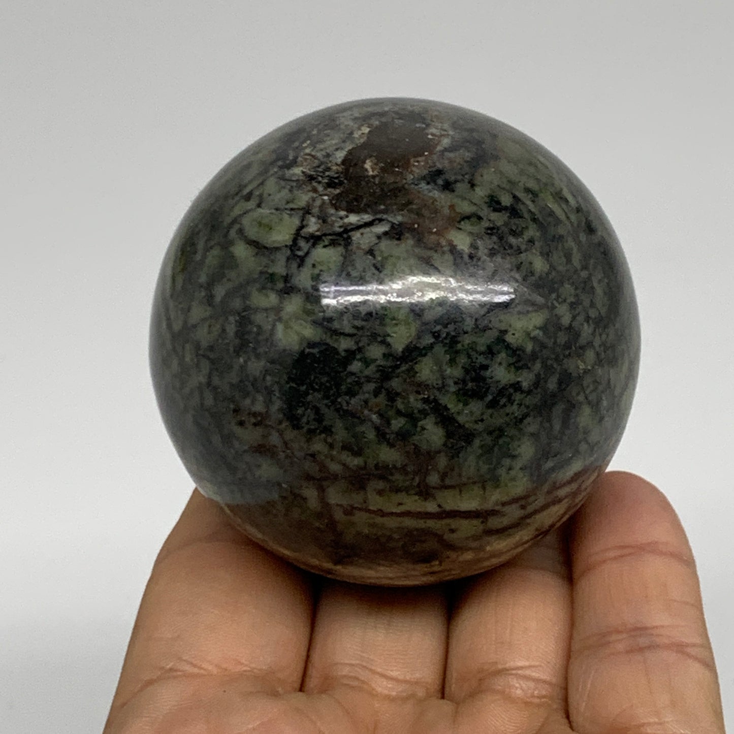 0.67 lbs, 2.3"(57mm), Natural Serpentine Sphere Gemstone, Crystal, B35312