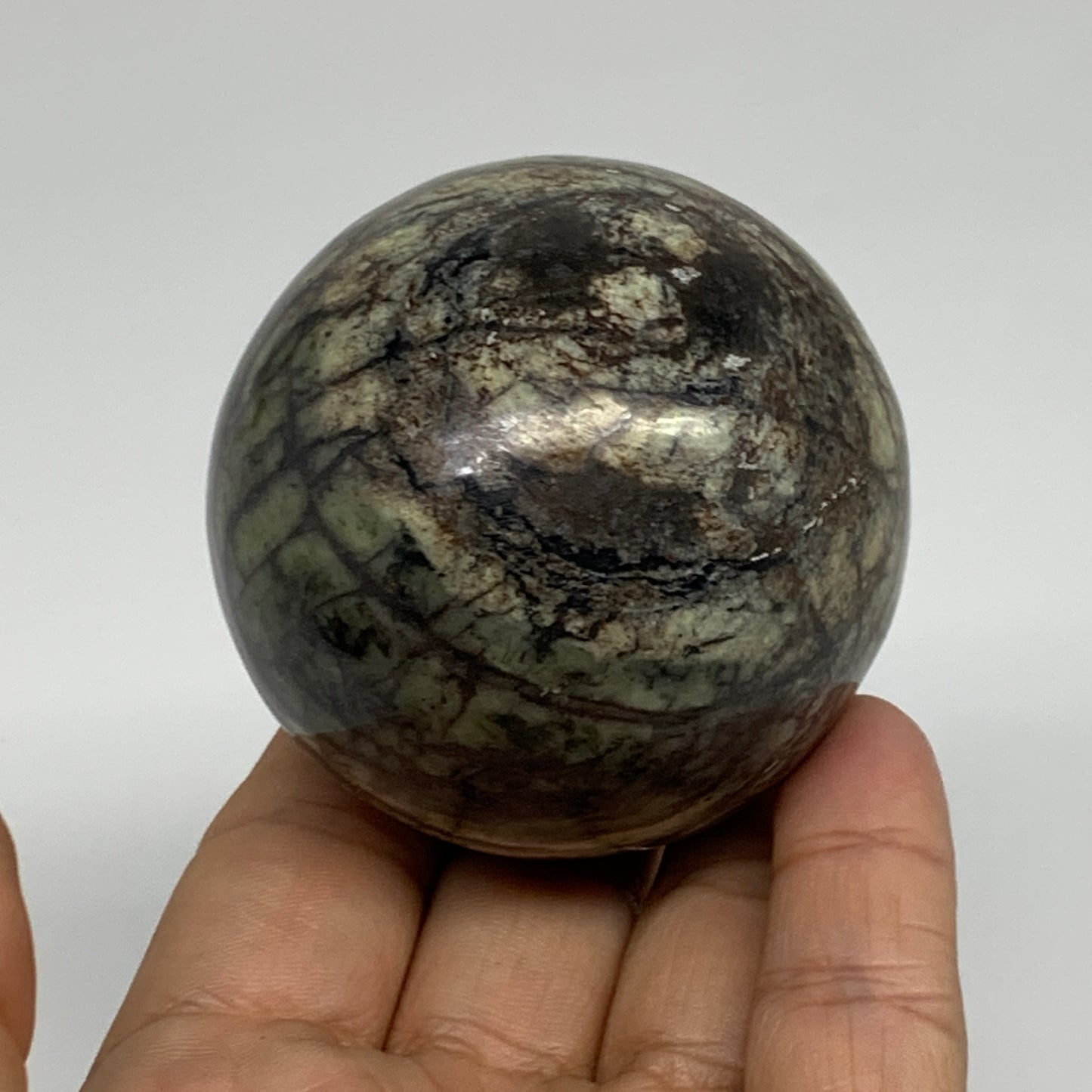 0.67 lbs, 2.3"(57mm), Natural Serpentine Sphere Gemstone, Crystal, B35312