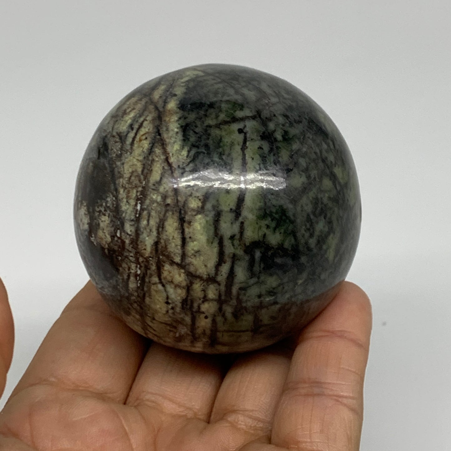 0.67 lbs, 2.3"(57mm), Natural Serpentine Sphere Gemstone, Crystal, B35312