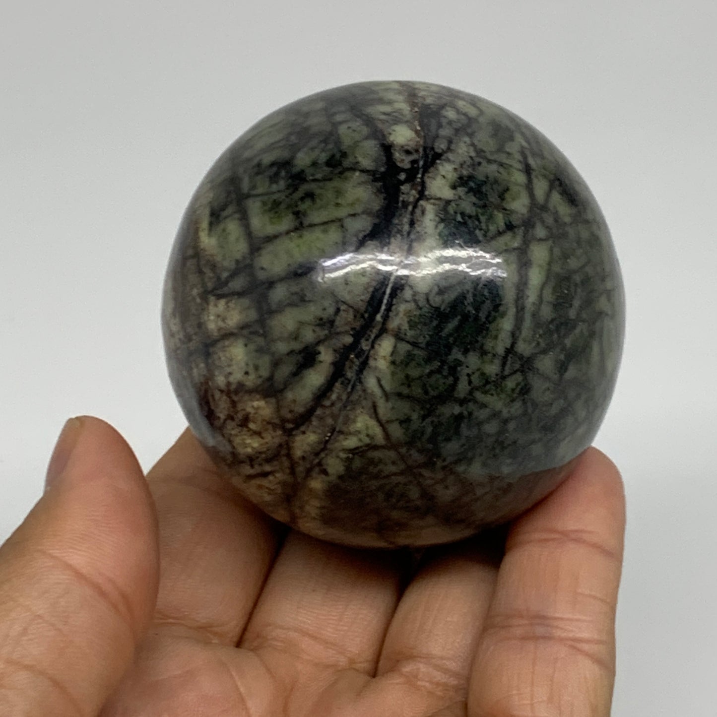 0.67 lbs, 2.3"(57mm), Natural Serpentine Sphere Gemstone, Crystal, B35312