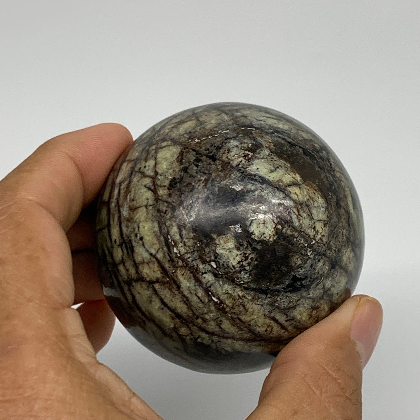 0.67 lbs, 2.3"(57mm), Natural Serpentine Sphere Gemstone, Crystal, B35312