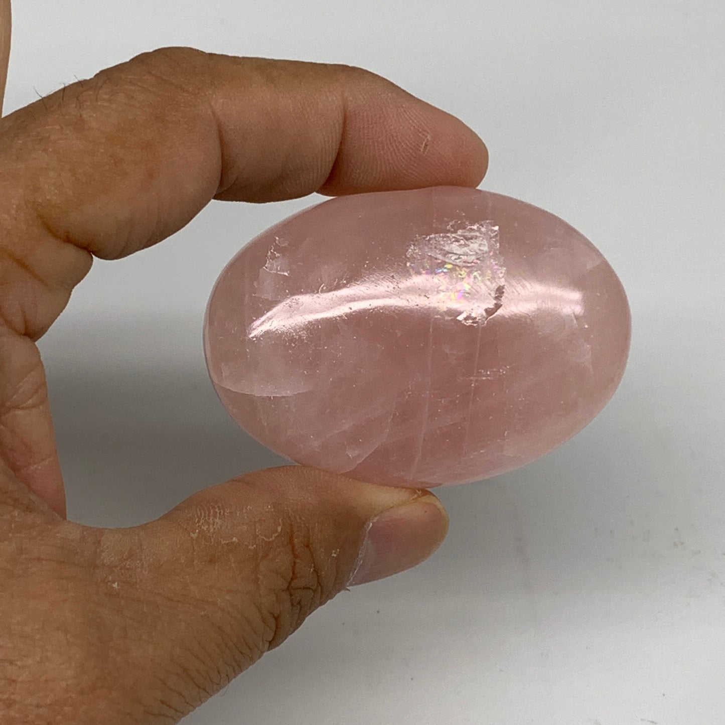 162.8g , 2"-2.1", 3pcs, Natural Pink Rose Quartz Palm-stone Small Sizes, B34542