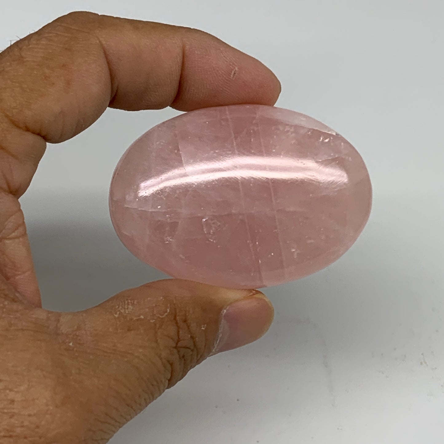 162.8g , 2"-2.1", 3pcs, Natural Pink Rose Quartz Palm-stone Small Sizes, B34542