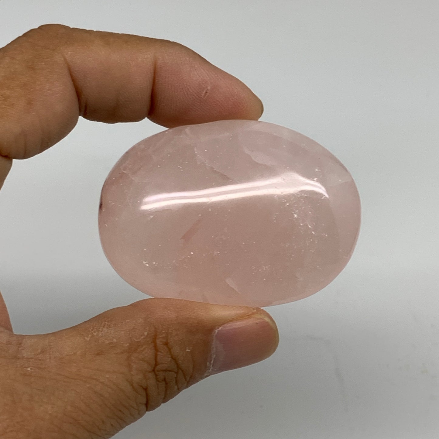 162.8g , 2"-2.1", 3pcs, Natural Pink Rose Quartz Palm-stone Small Sizes, B34542