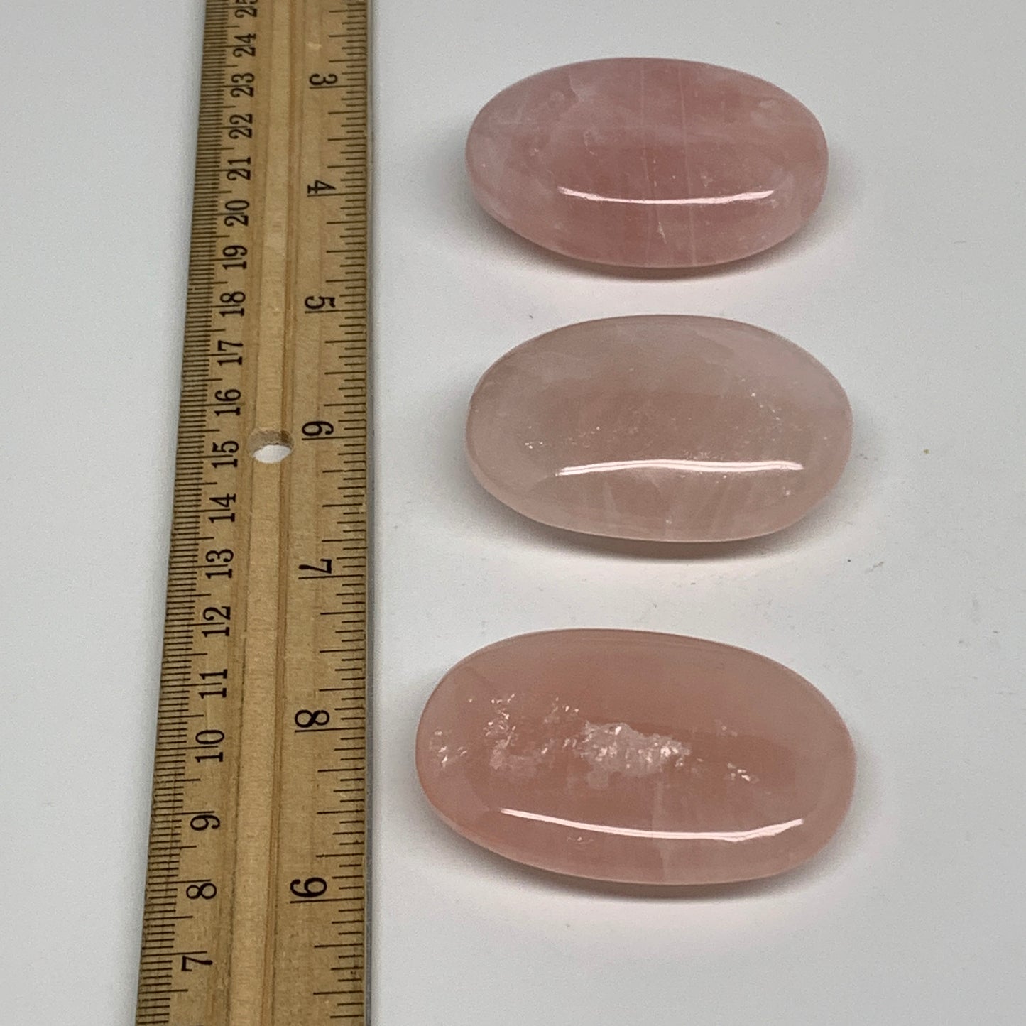 162.8g , 2"-2.1", 3pcs, Natural Pink Rose Quartz Palm-stone Small Sizes, B34542