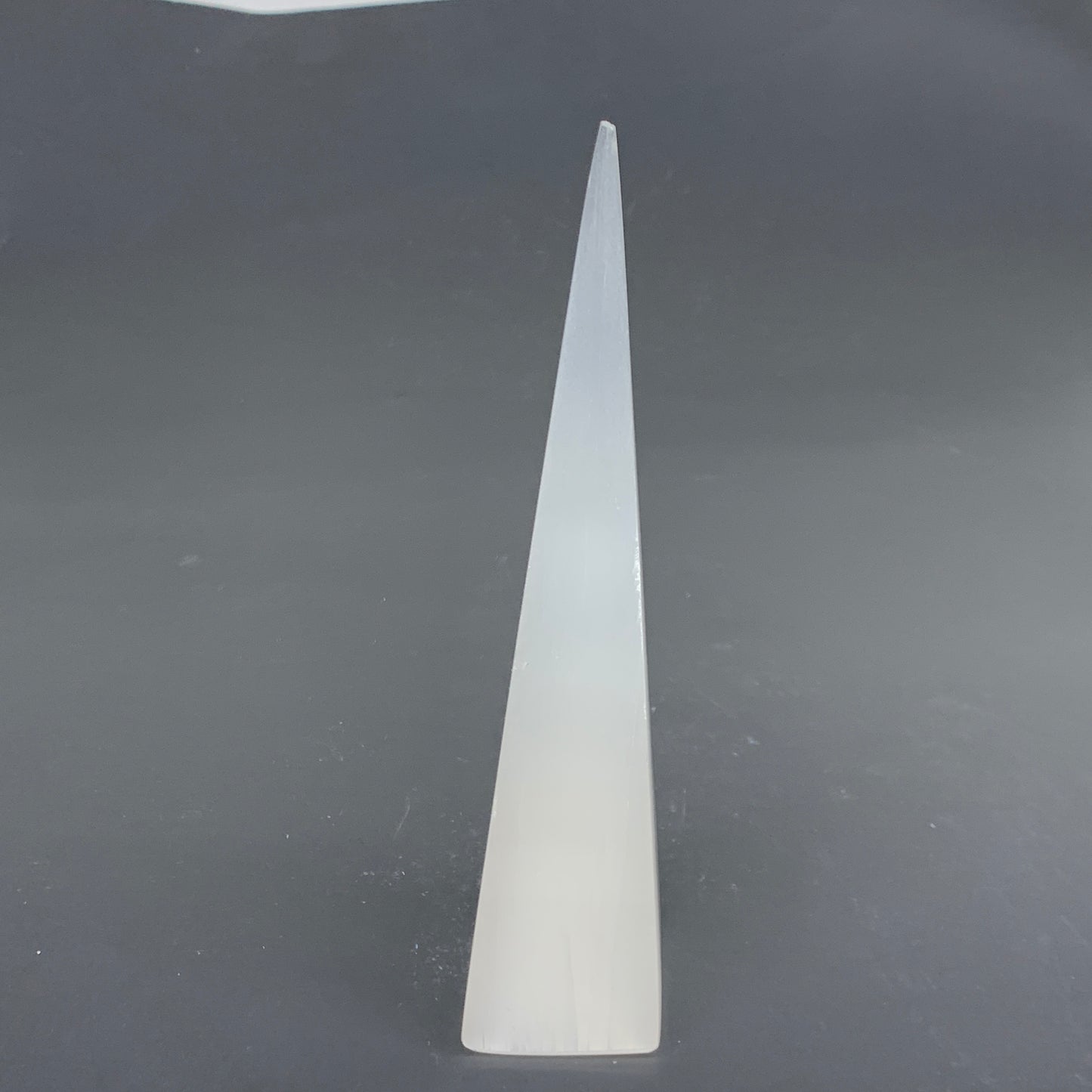 309.9g, 7.6"x1.7" Selenite (Satin Spar) Crystal Crystal Tower Point,B35958