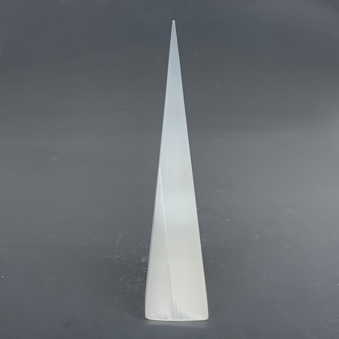 309.9g, 7.6"x1.7" Selenite (Satin Spar) Crystal Crystal Tower Point,B35958