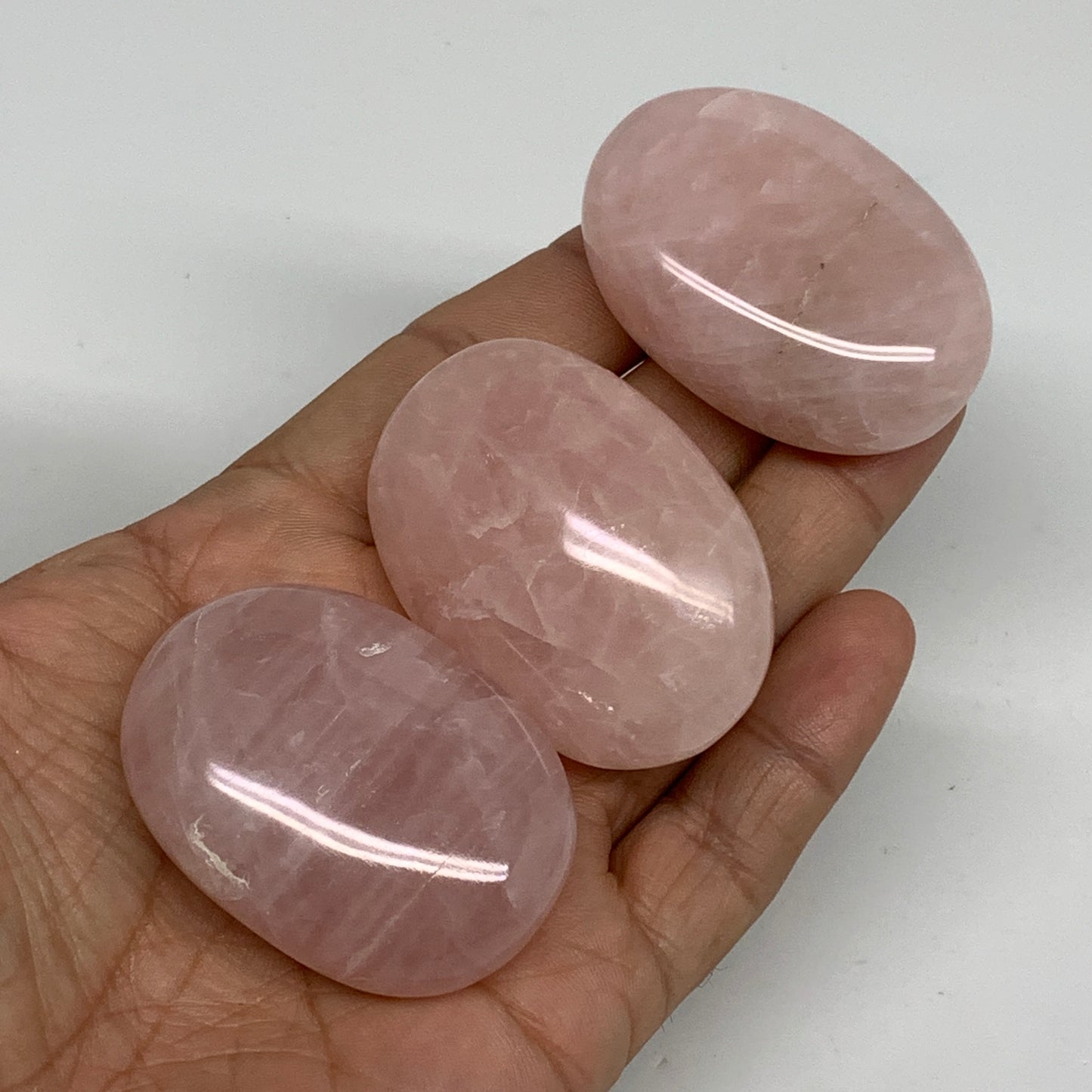 161.5g , 1.9"-2", 3pcs, Natural Pink Rose Quartz Palm-stone Small Sizes, B34544