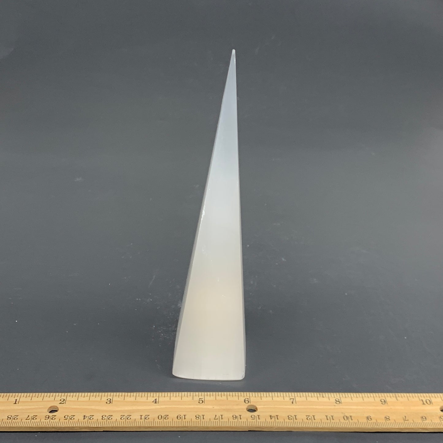 309.9g, 7.6"x1.7" Selenite (Satin Spar) Crystal Crystal Tower Point,B35958