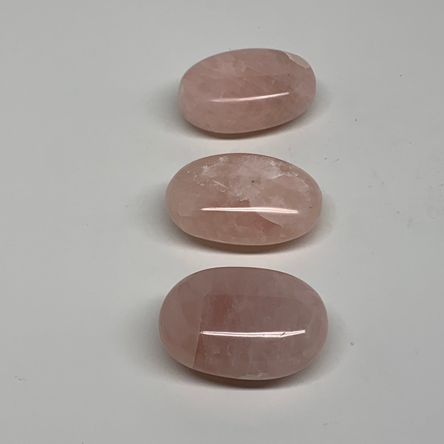 161.5g , 1.9"-2", 3pcs, Natural Pink Rose Quartz Palm-stone Small Sizes, B34544