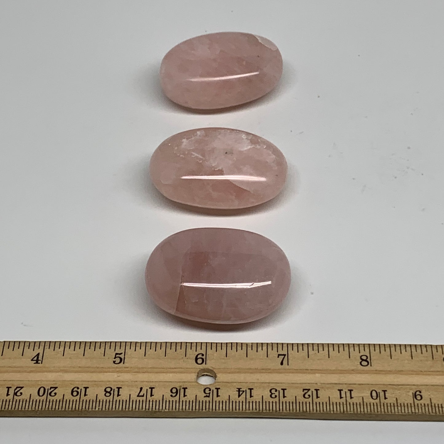 161.5g , 1.9"-2", 3pcs, Natural Pink Rose Quartz Palm-stone Small Sizes, B34544