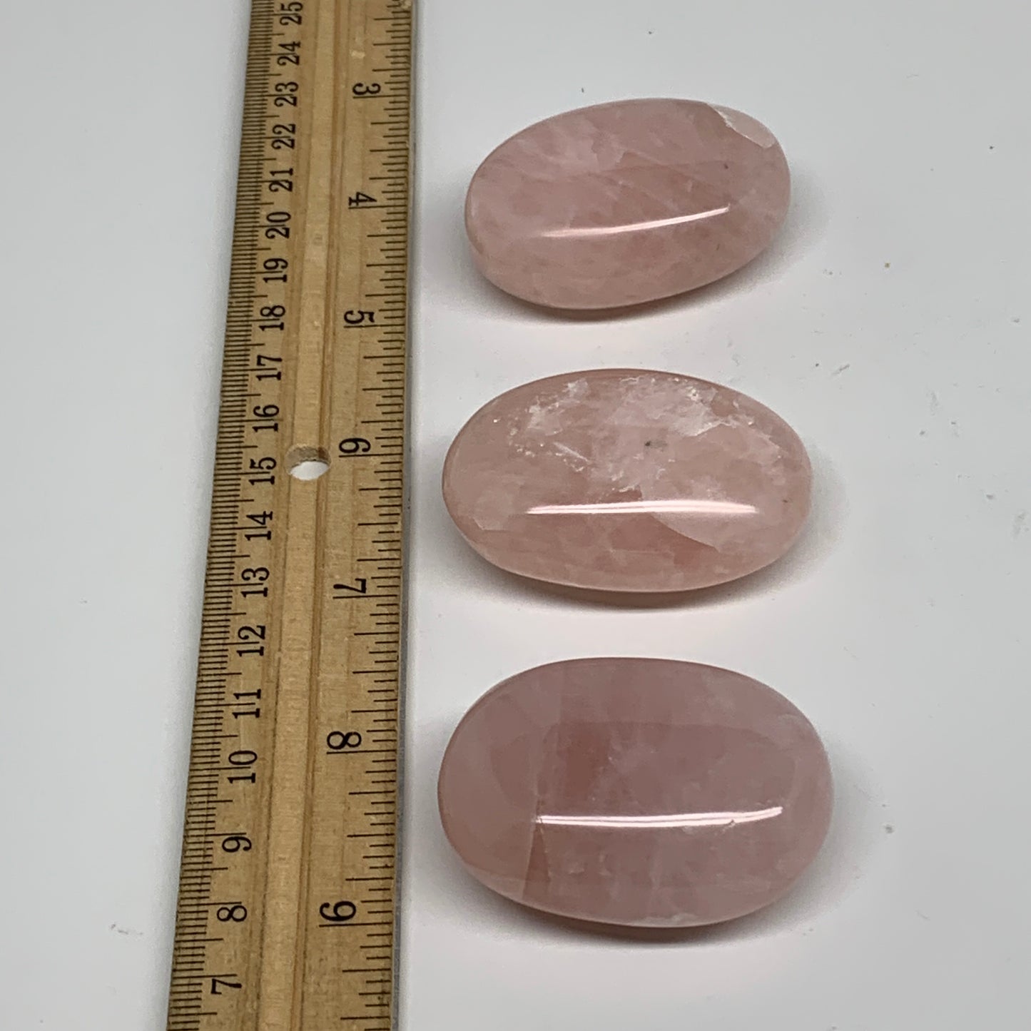 161.5g , 1.9"-2", 3pcs, Natural Pink Rose Quartz Palm-stone Small Sizes, B34544