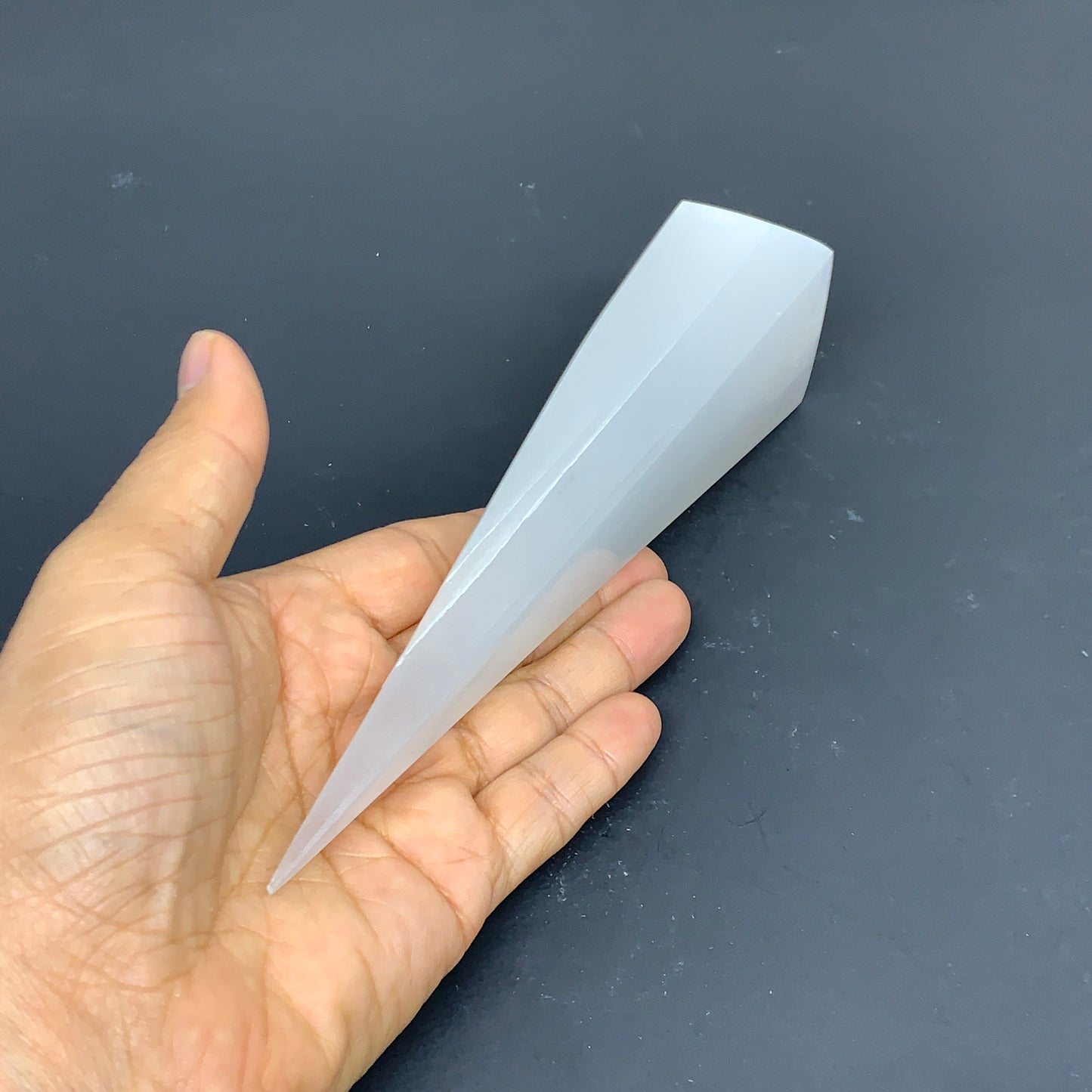 252.6g, 7.4"x1.4"x1.6" Selenite (Satin Spar) Crystal Crystal Tower Point,B35959