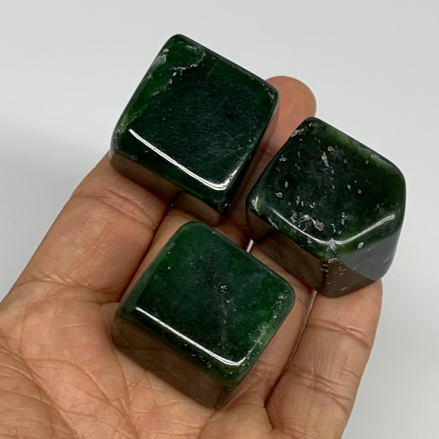 146g, 1.1"-1.1", 3pcs, Natural Nephrite Jade Tumbled Stone @Afghanistan,B31896