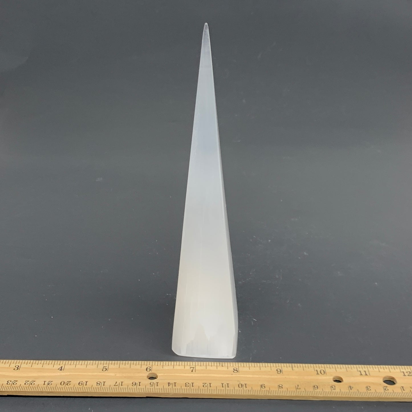 257g, 7.5"x1.6" Selenite (Satin Spar) Crystal Crystal Tower Point,B35960