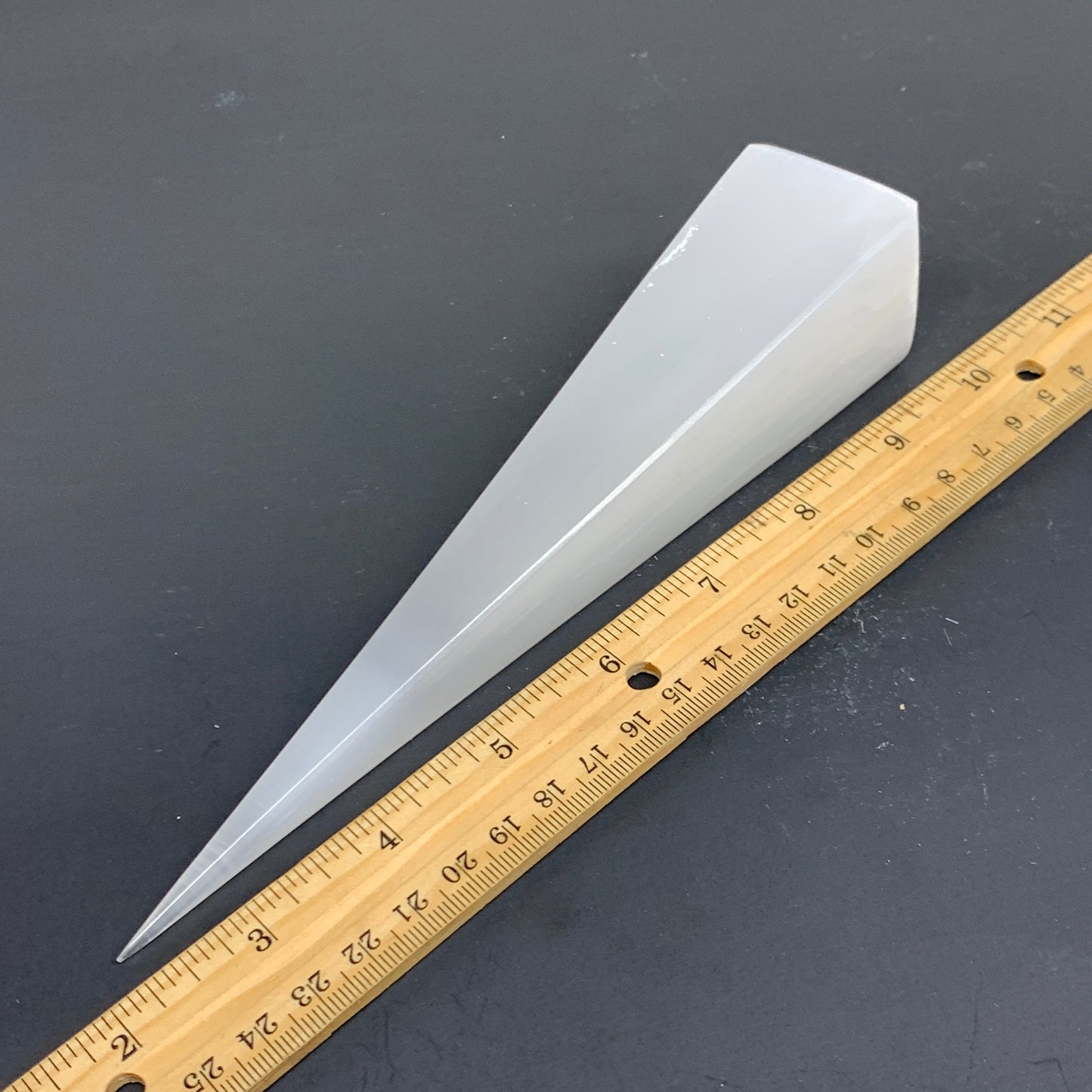 257g, 7.5"x1.6" Selenite (Satin Spar) Crystal Crystal Tower Point,B35960