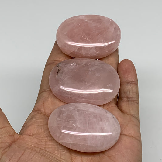 149.9g , 1.9"-2", 3pcs, Natural Pink Rose Quartz Palm-stone Small Sizes, B34547