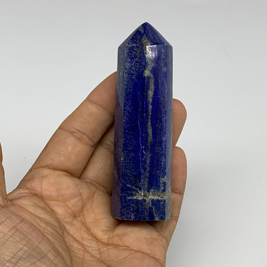 132.9g, 3.6"x1", Natural Lapis Lazuli Tower Point Obelisk Afghanistan,B30378