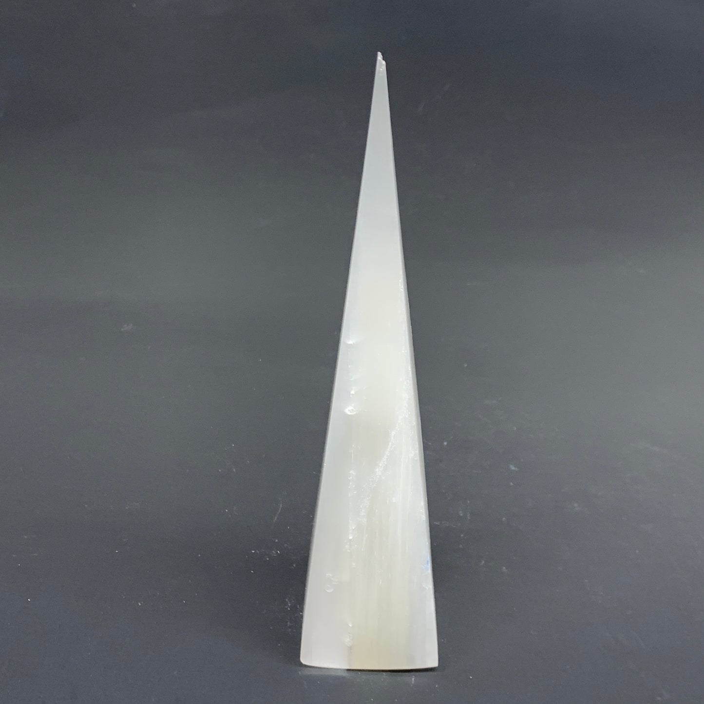 301.6g, 7.75"x1.6"x1.7" Selenite (Satin Spar) Crystal Crystal Tower Point,B35961