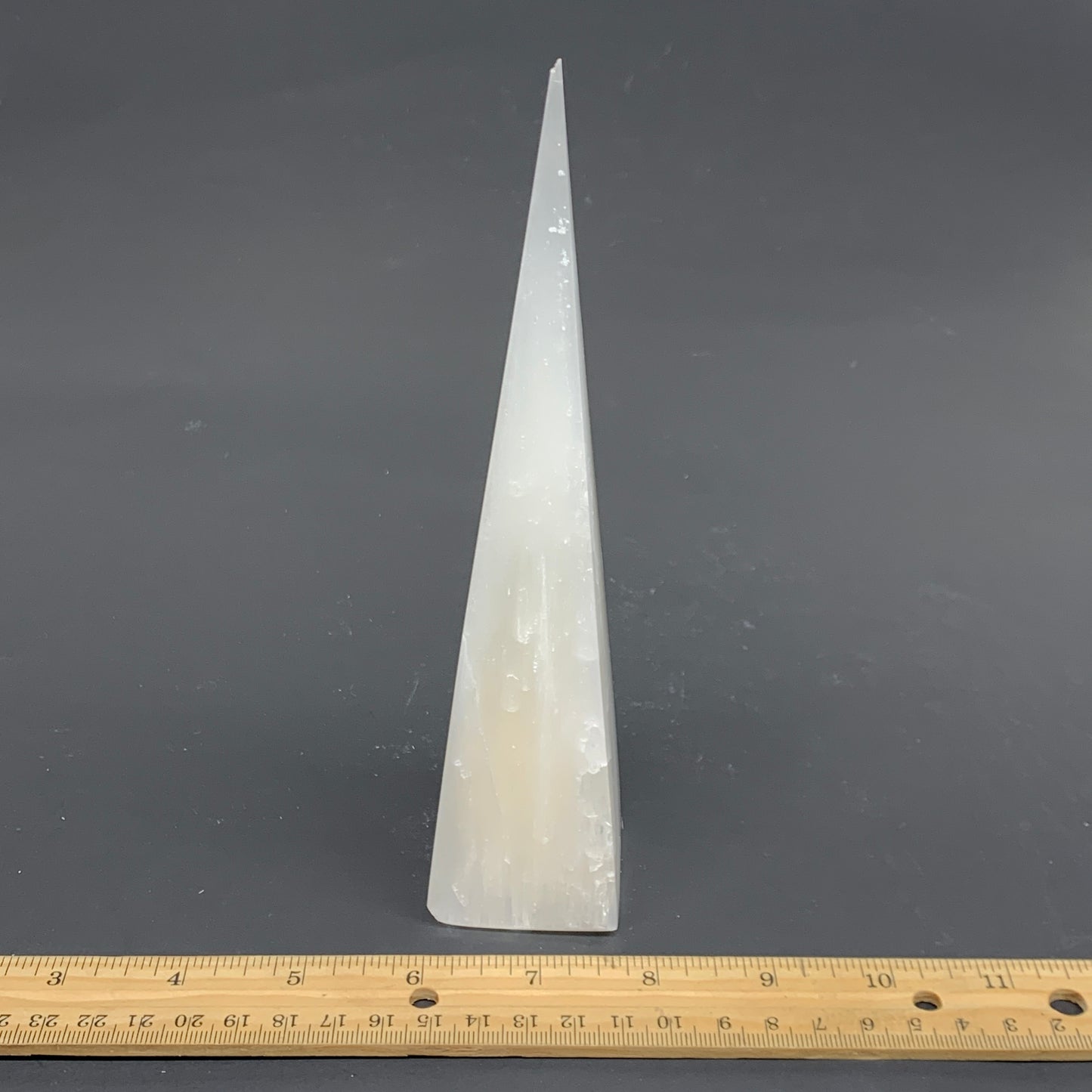 301.6g, 7.75"x1.6"x1.7" Selenite (Satin Spar) Crystal Crystal Tower Point,B35961