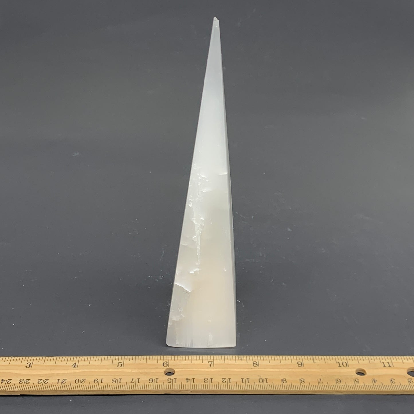 301.6g, 7.75"x1.6"x1.7" Selenite (Satin Spar) Crystal Crystal Tower Point,B35961