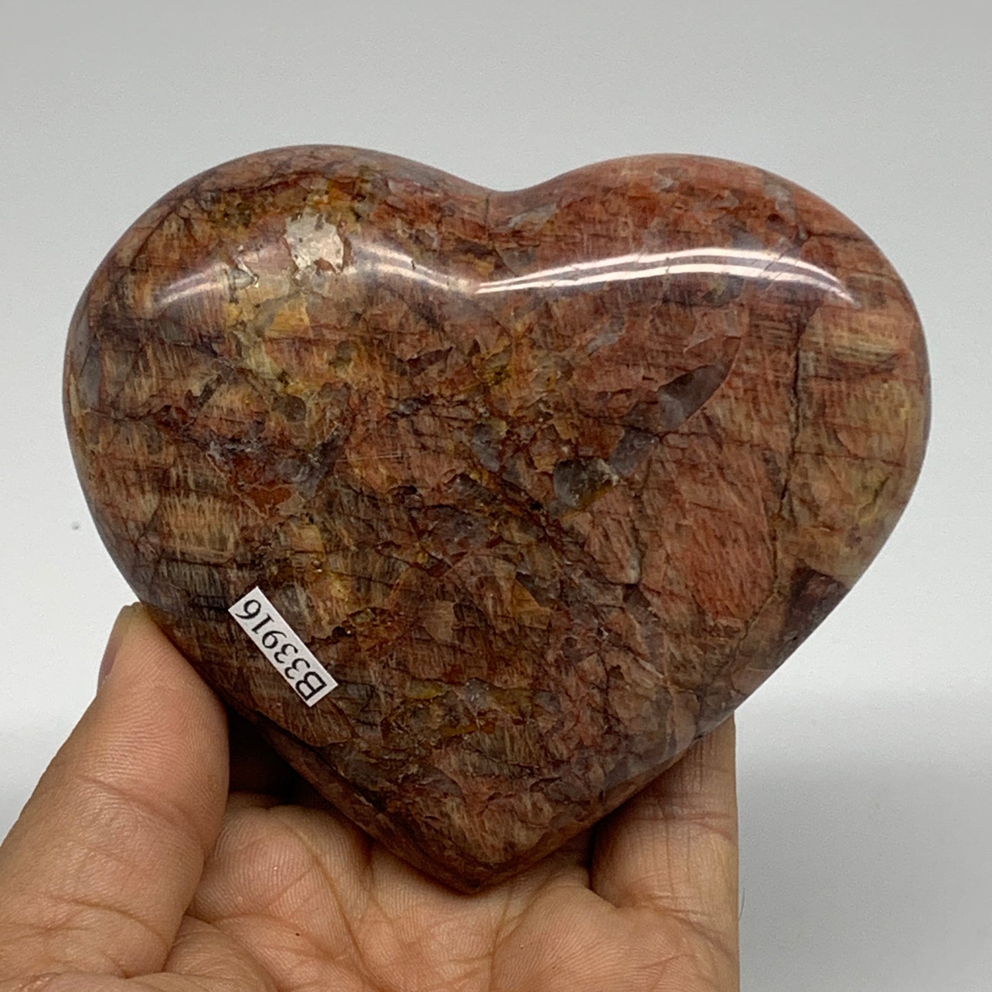 0.79 lbs, 3.4"x3.8"x1.4", Red Jasper Heart Polished Healing Home Decor, B33916