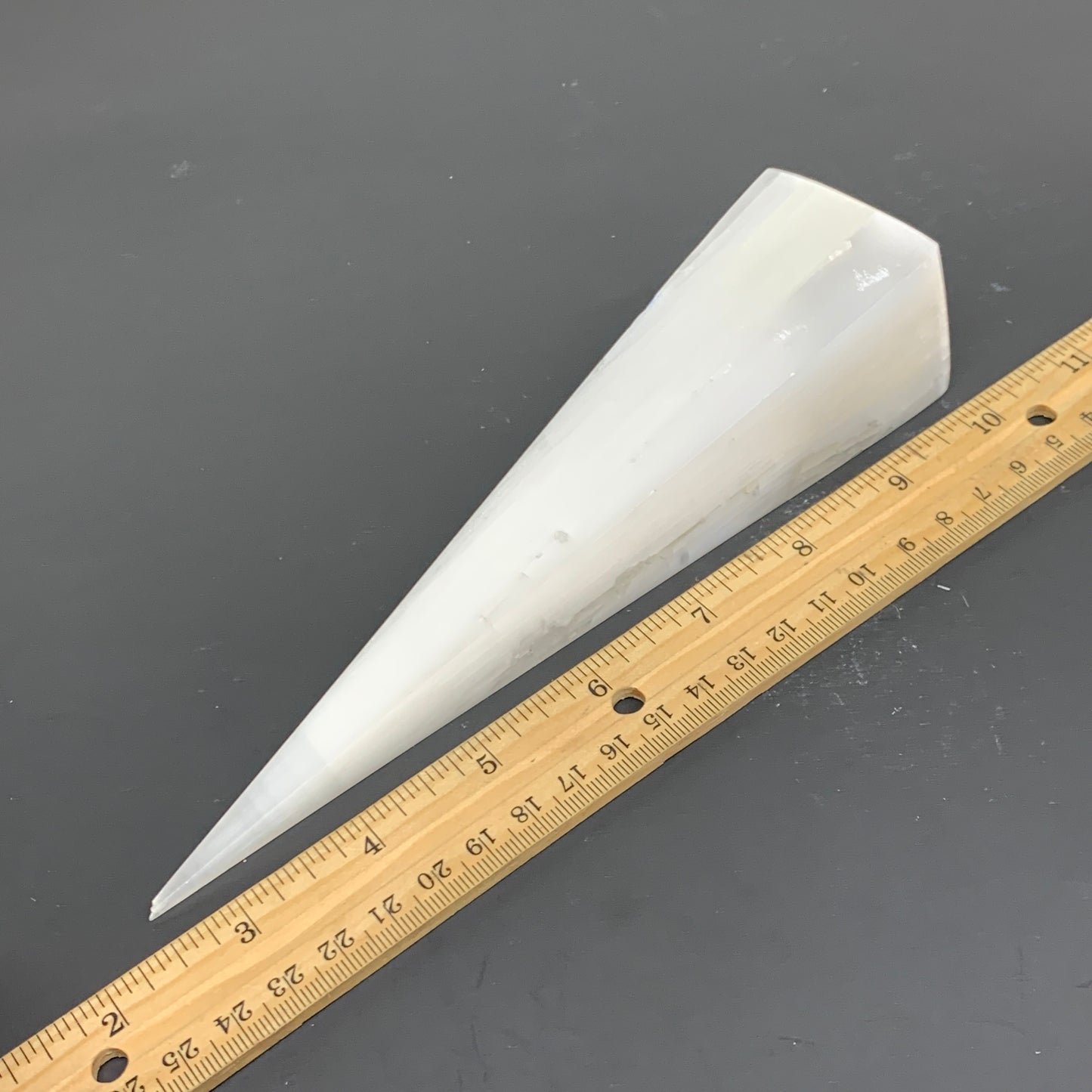 301.6g, 7.75"x1.6"x1.7" Selenite (Satin Spar) Crystal Crystal Tower Point,B35961