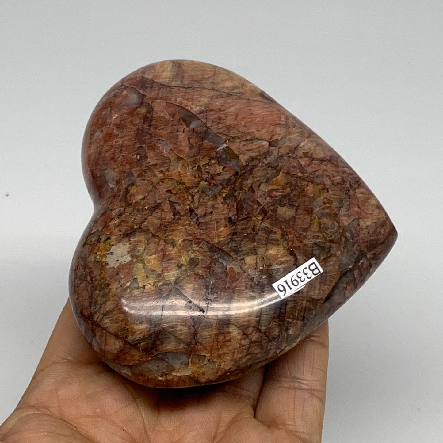 0.79 lbs, 3.4"x3.8"x1.4", Red Jasper Heart Polished Healing Home Decor, B33916