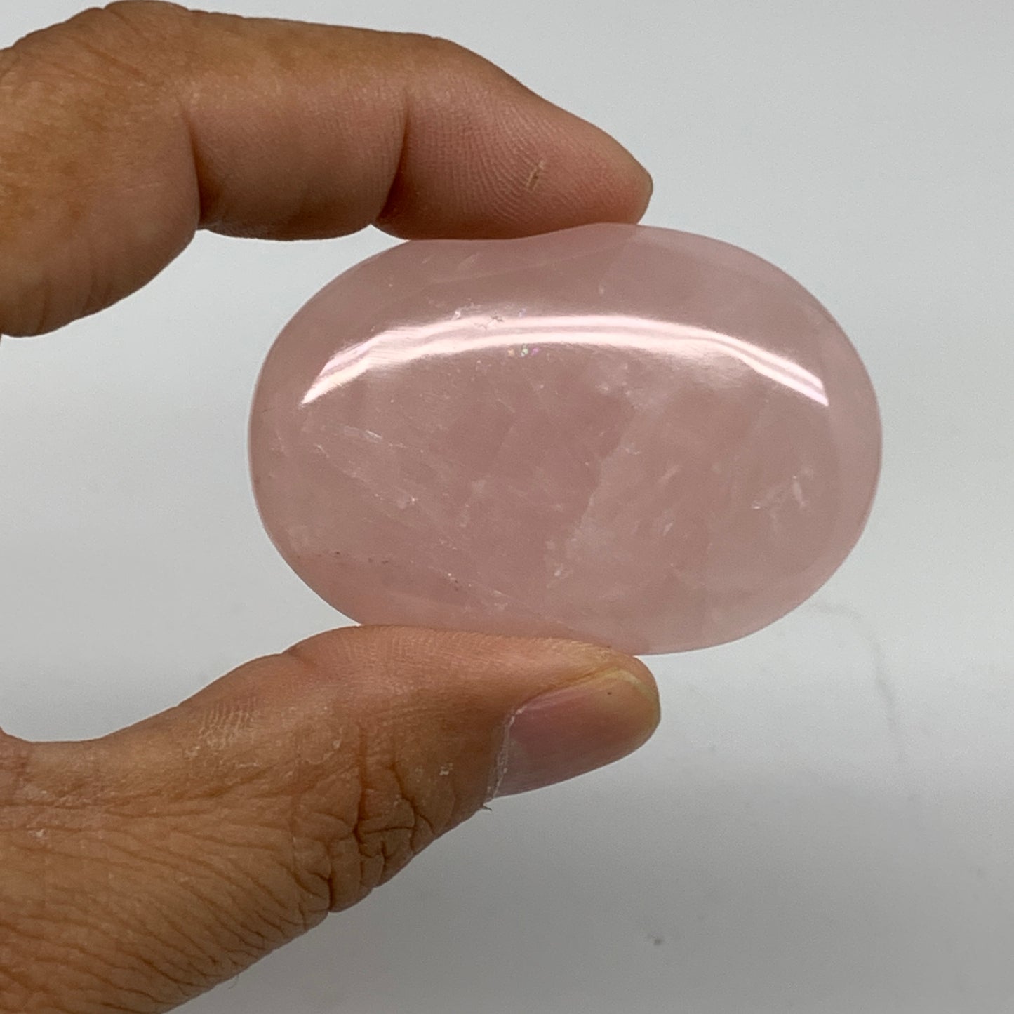 145.5g , 2"-2", 3pcs, Natural Pink Rose Quartz Palm-stone Small Sizes, B34548