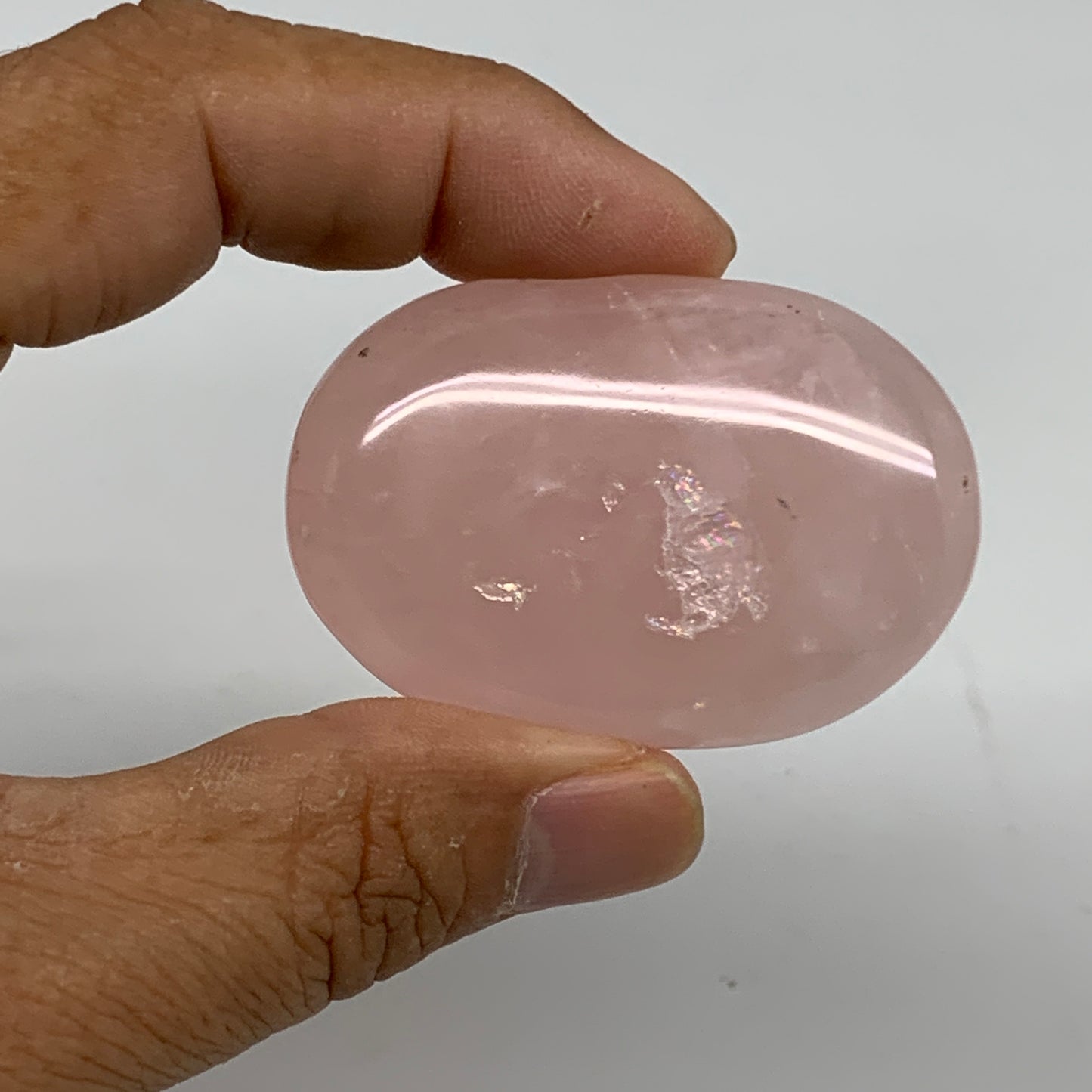 145.5g , 2"-2", 3pcs, Natural Pink Rose Quartz Palm-stone Small Sizes, B34548