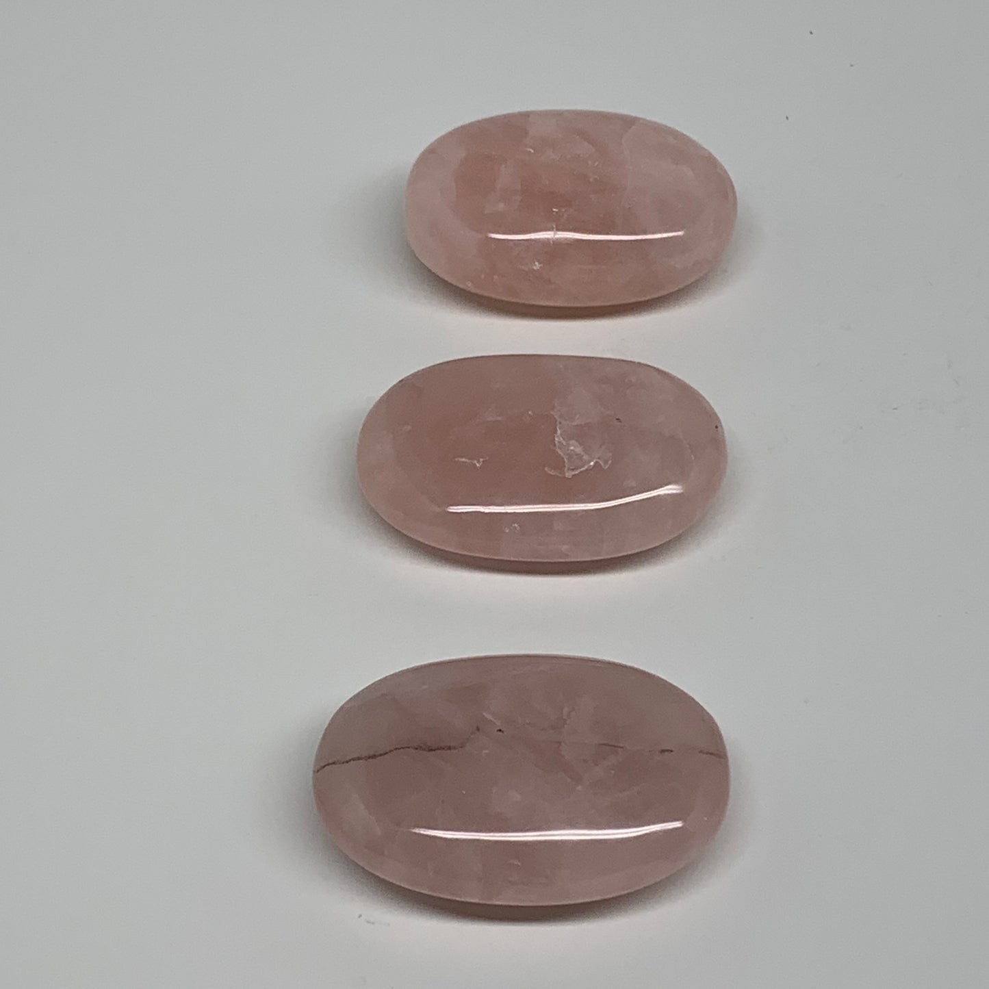 145.5g , 2"-2", 3pcs, Natural Pink Rose Quartz Palm-stone Small Sizes, B34548