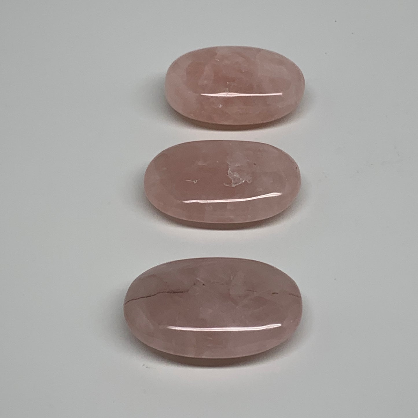 145.5g , 2"-2", 3pcs, Natural Pink Rose Quartz Palm-stone Small Sizes, B34548