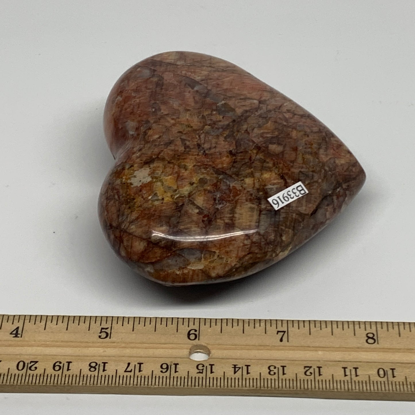 0.79 lbs, 3.4"x3.8"x1.4", Red Jasper Heart Polished Healing Home Decor, B33916