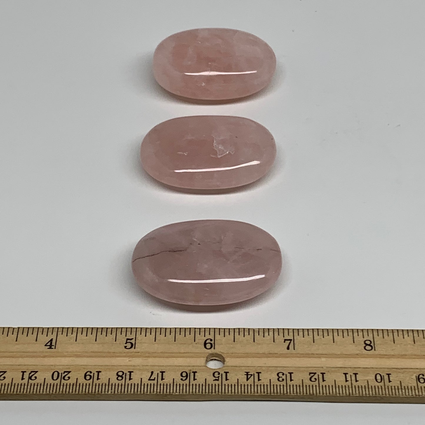 145.5g , 2"-2", 3pcs, Natural Pink Rose Quartz Palm-stone Small Sizes, B34548